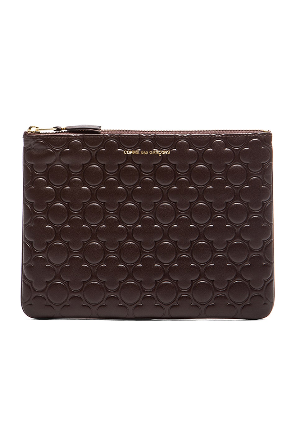 Image 1 of COMME des GARCONS Clover Embossed Pouch in Brown