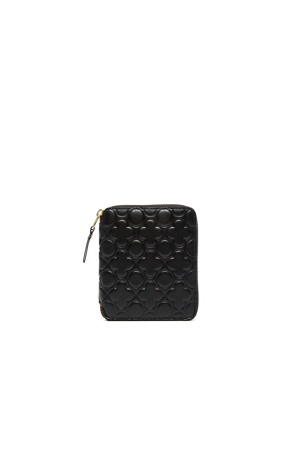 Image 1 of COMME des GARCONS Clover Embossed Zip Fold Wallet in Black