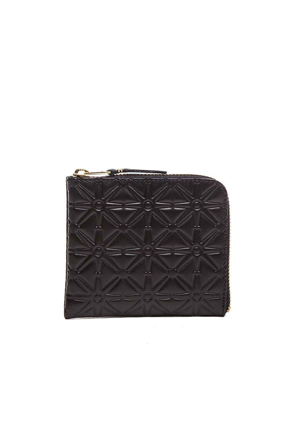 Small Star Embossed Zip Wallet in Black