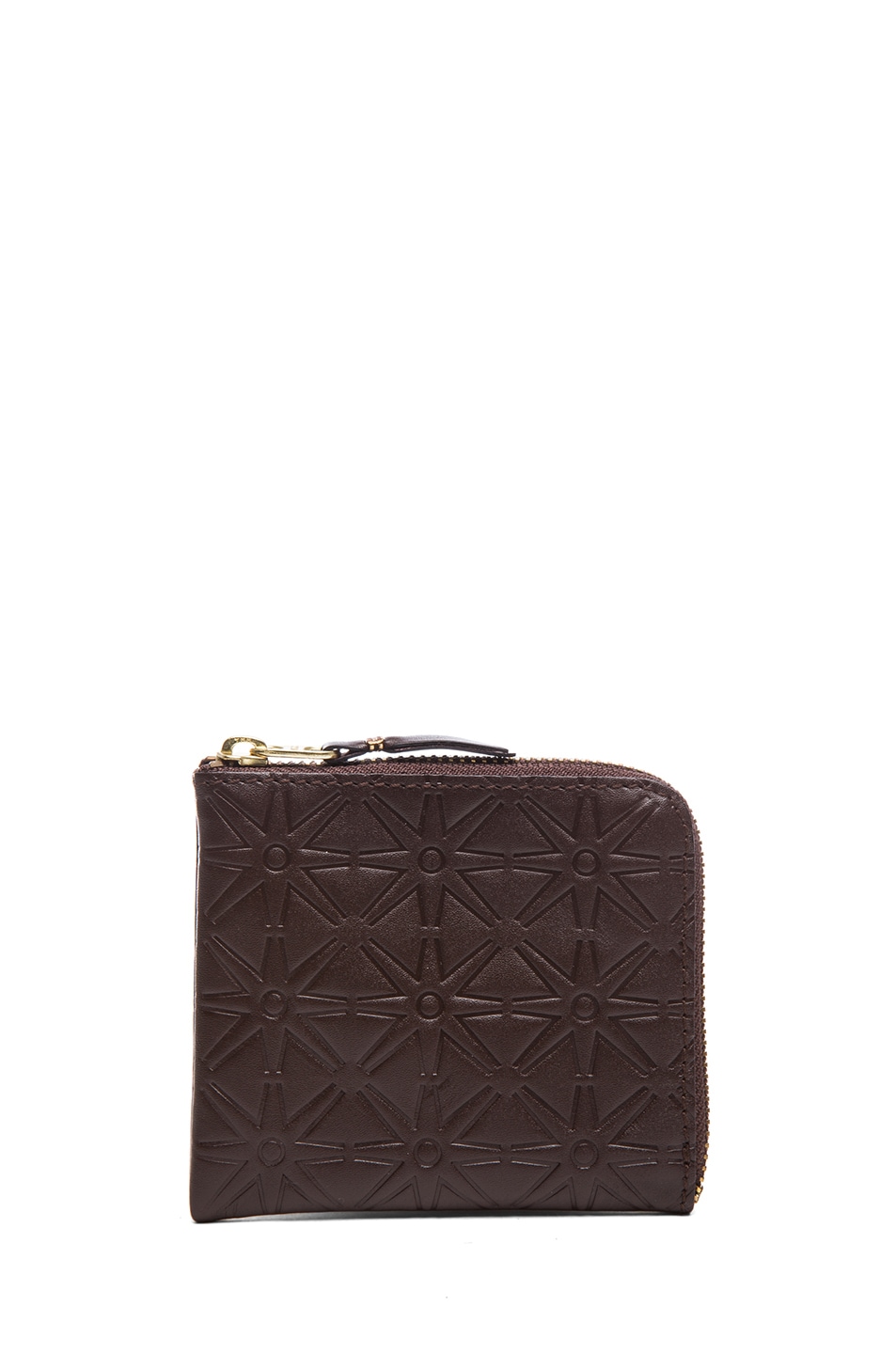 Image 1 of COMME des GARCONS Star Embossed Small Zip Wallet in Brown