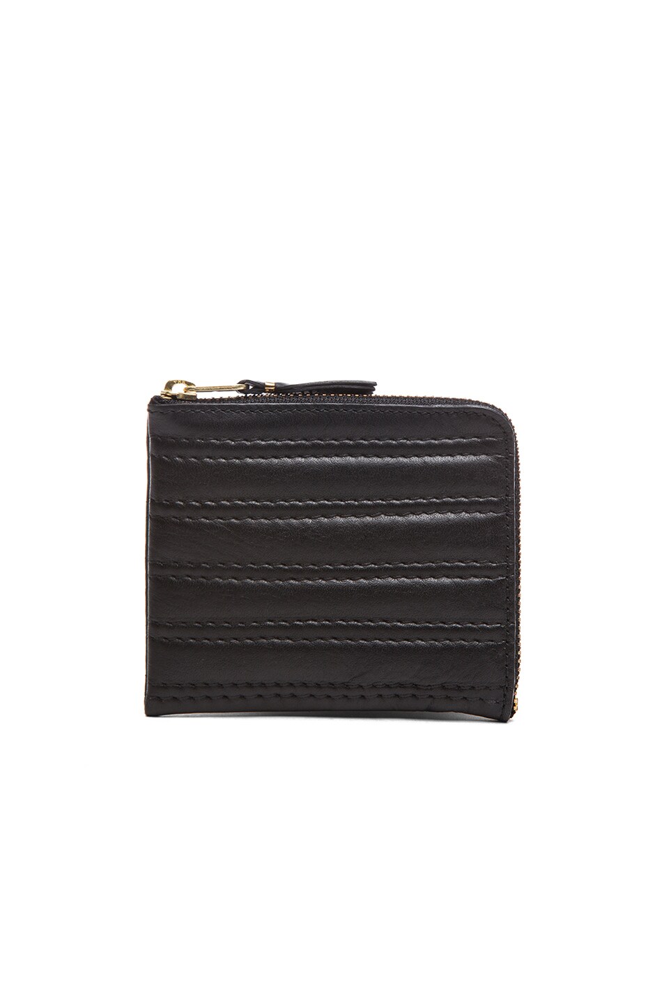 Image 1 of COMME des GARCONS Embossed Stitch Small Zip Wallet in Black