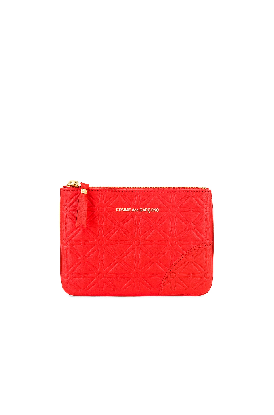 Embossed Leather Zip Wallet in Orange