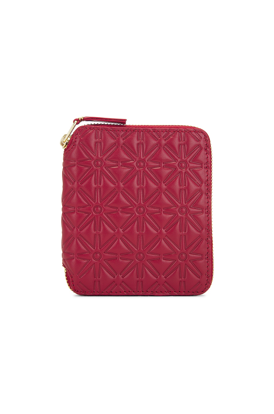 Embossed Leather Zip Wallet in Red