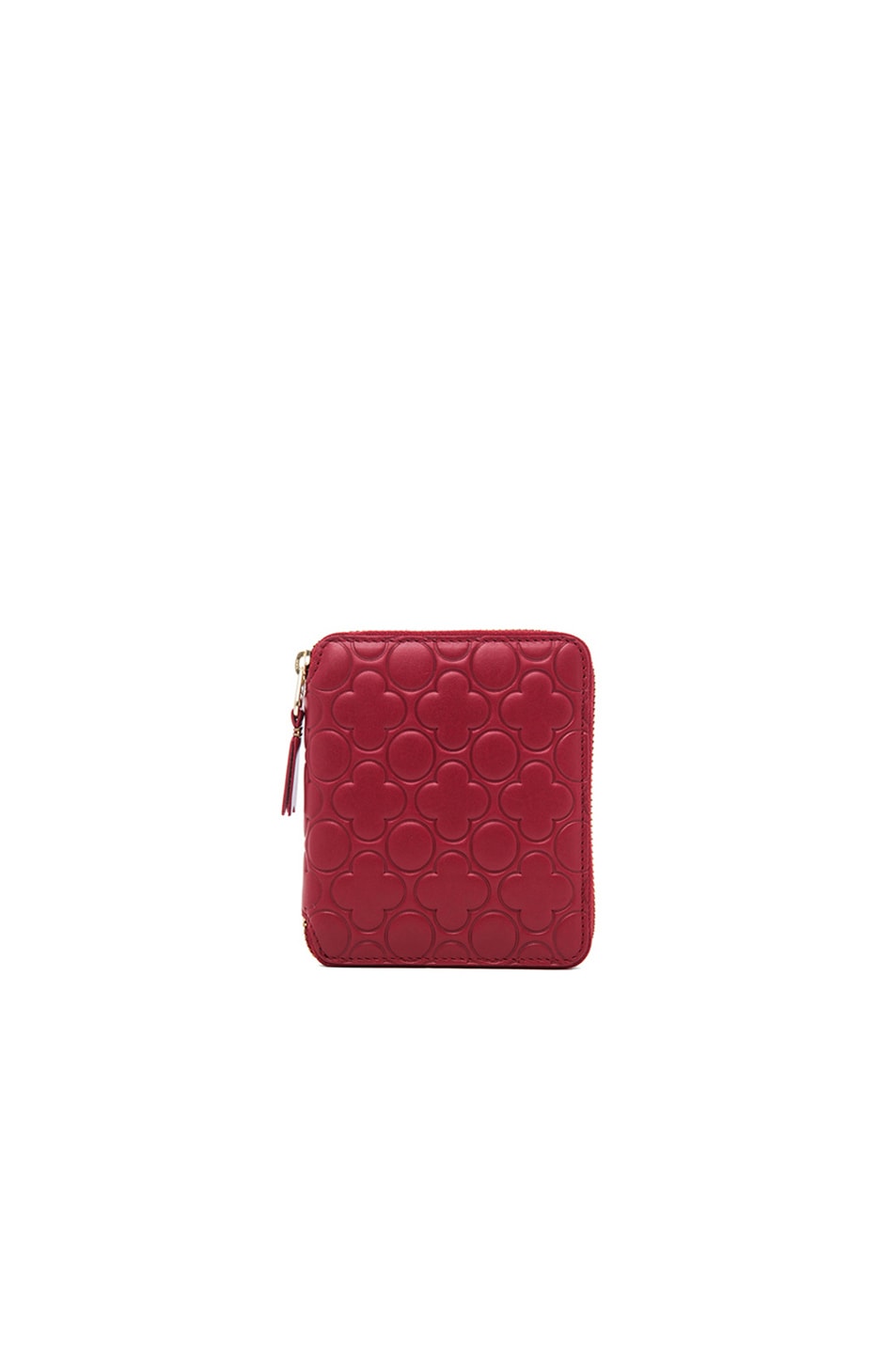 Image 1 of COMME des GARCONS Clover Embossed Zip Fold Wallet in Red
