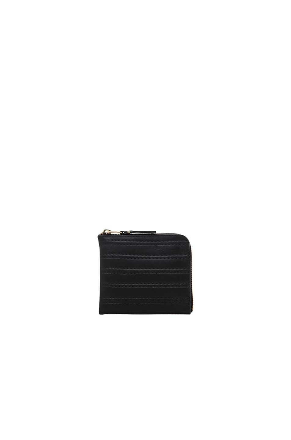 Image 1 of COMME des GARCONS Embossed Stitch Small Zip Wallet in Black
