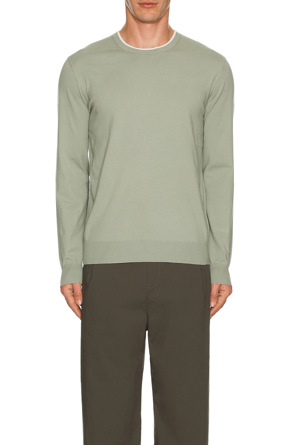 Image 1 of Club Monaco Long Sleeve Tech Crewneck in Sage