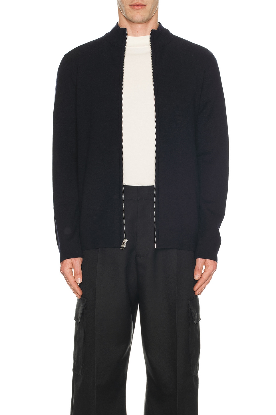 Image 1 of Club Monaco Soft Merino Full Zip Sweater in Navy