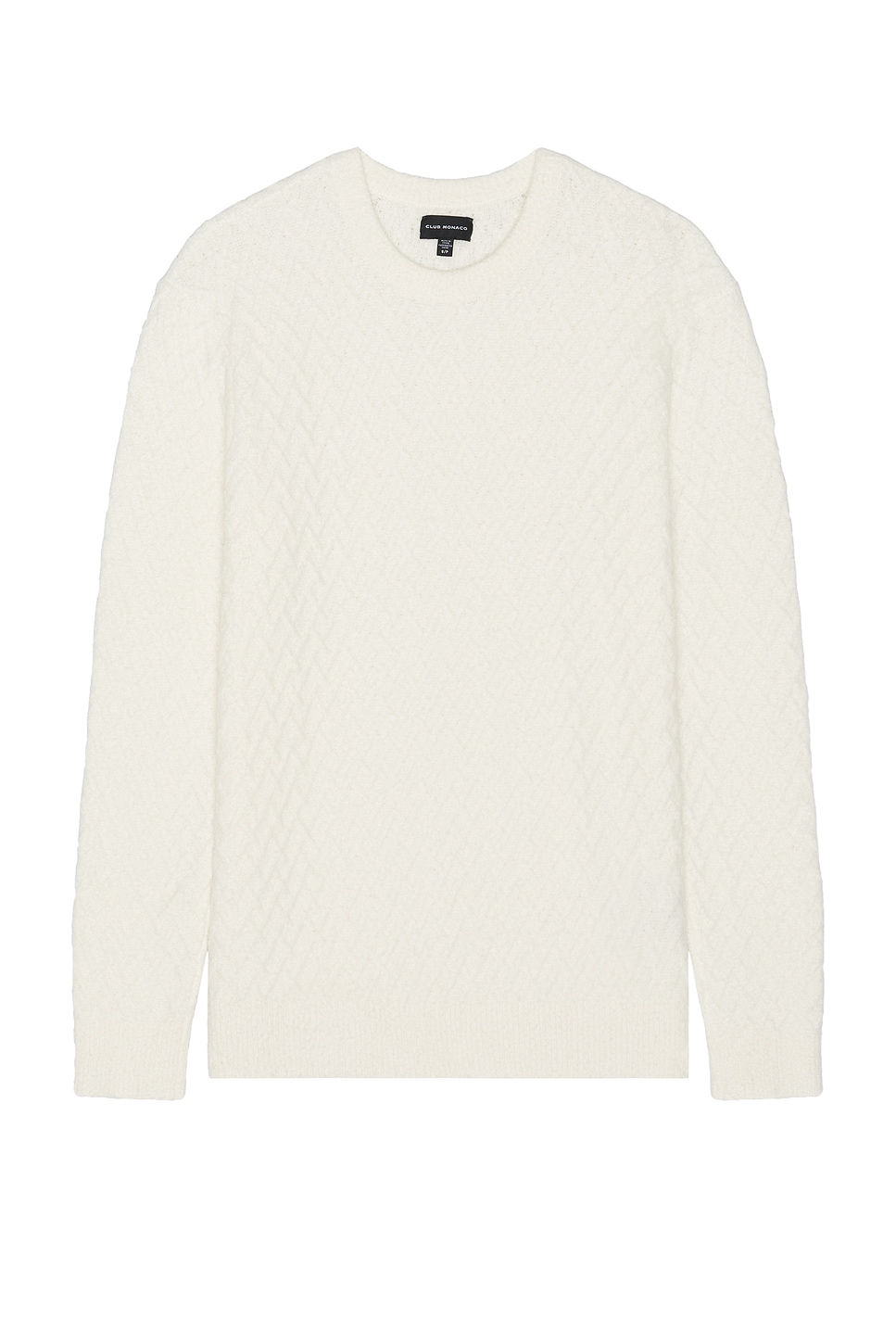 Image 1 of Club Monaco Boucle Half Diamond Crew Sweater in Ivory Marshmallow