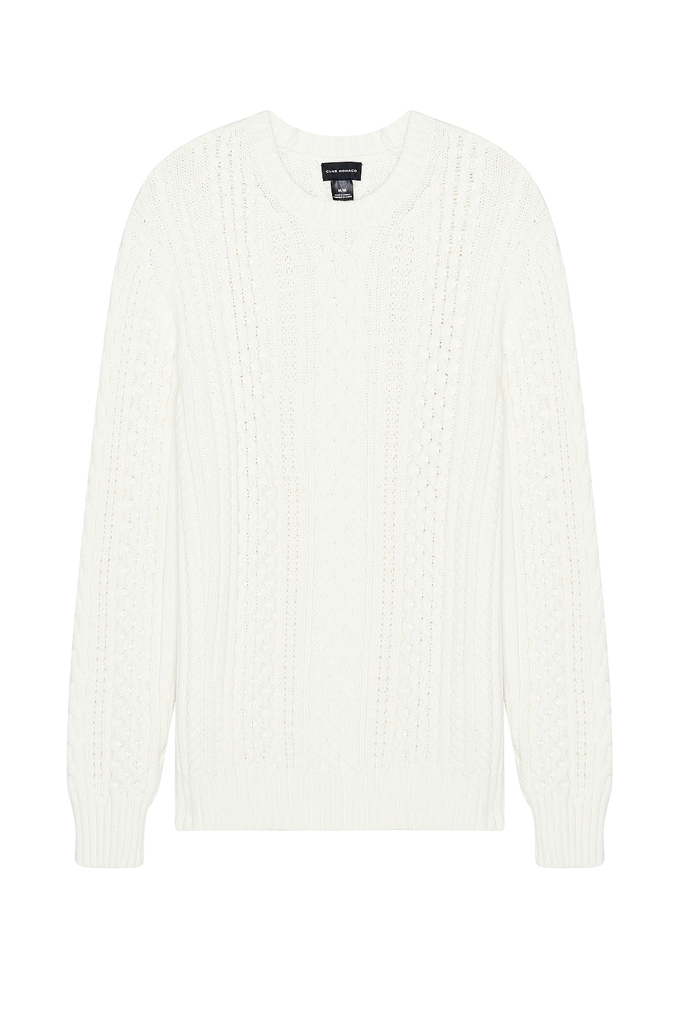 Large Cable Crew Sweater in White
