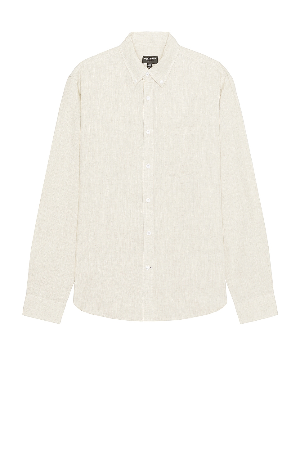 Image 1 of Club Monaco Long Sleeve Solid Linen Shirt in Natural