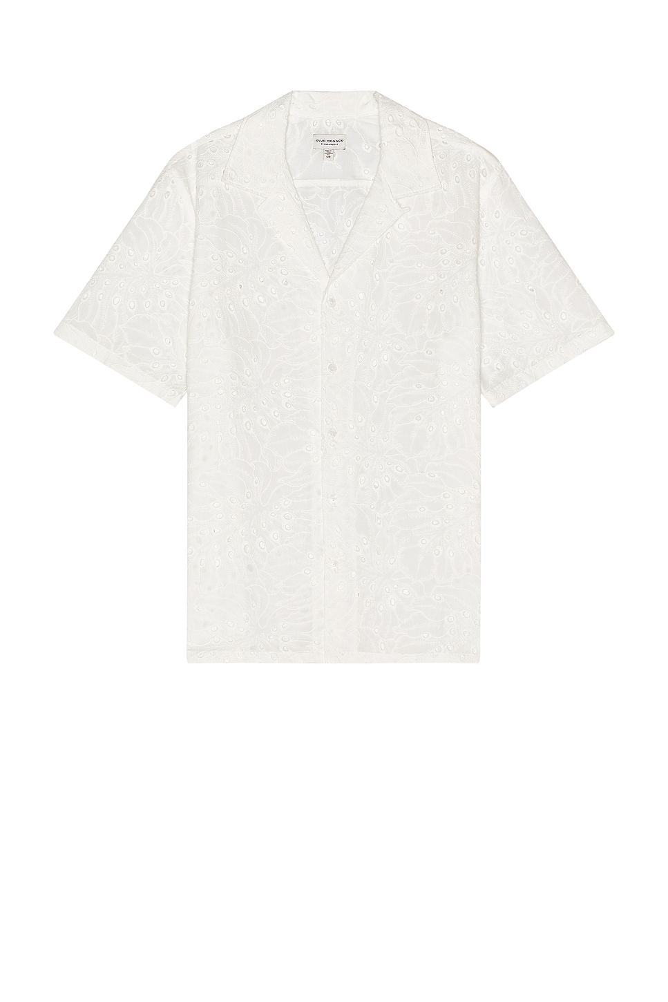 Image 1 of Club Monaco Short Sleeve Eyelet Shirt in White