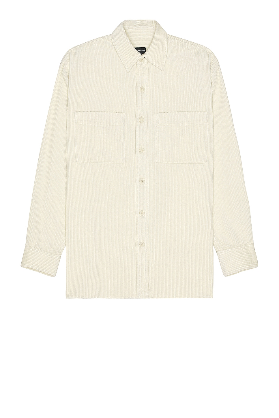 Wide Wale Corduroy Long Sleeve Shirt in Cream