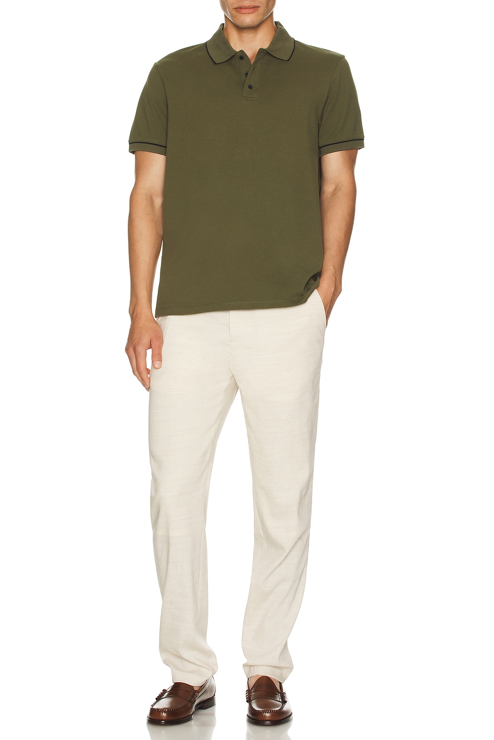 Image 1 of Club Monaco Tipped Pique Polo in Olive Night