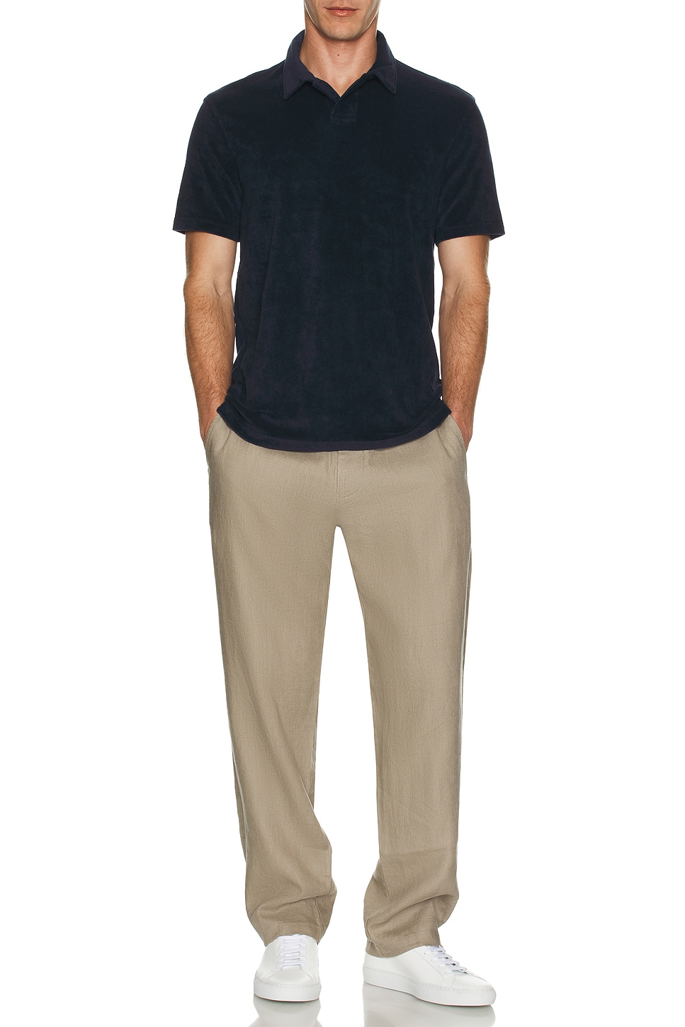 Image 1 of Club Monaco Loop Terry Johnny Collar Polo in Navy Blazer