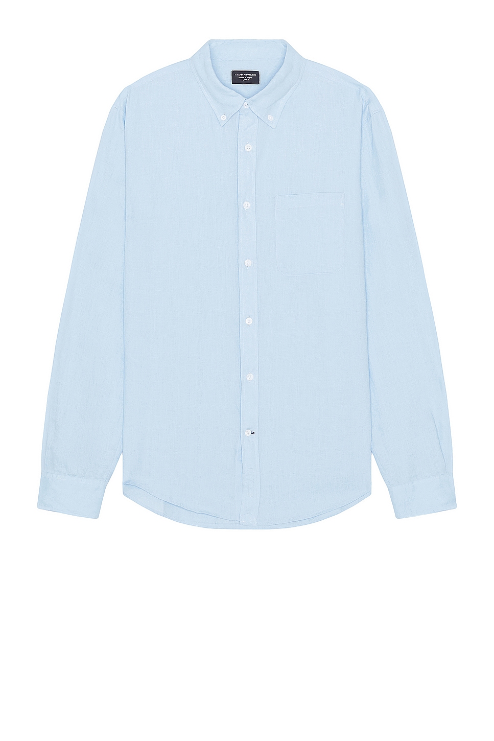Image 1 of Club Monaco Long Sleeve Solid Linen Shirt in Light Blue Base