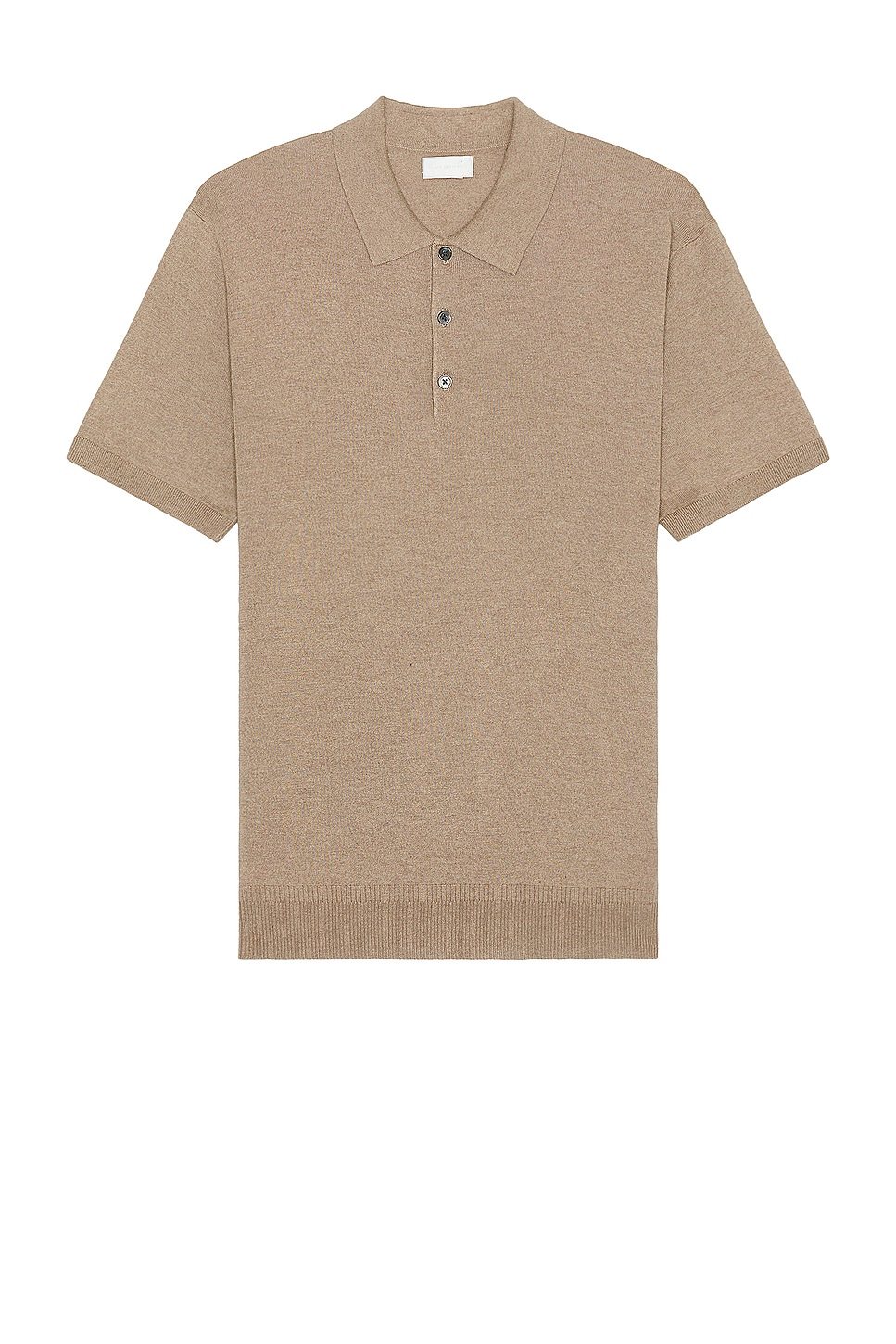 Image 1 of Club Monaco Lux Short Sleeve Silk Cash Polo in Brown