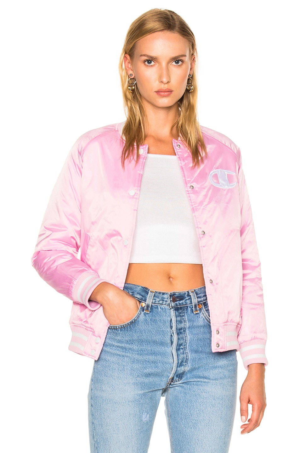 Image 1 of Champion Bomber Jacket in Pink