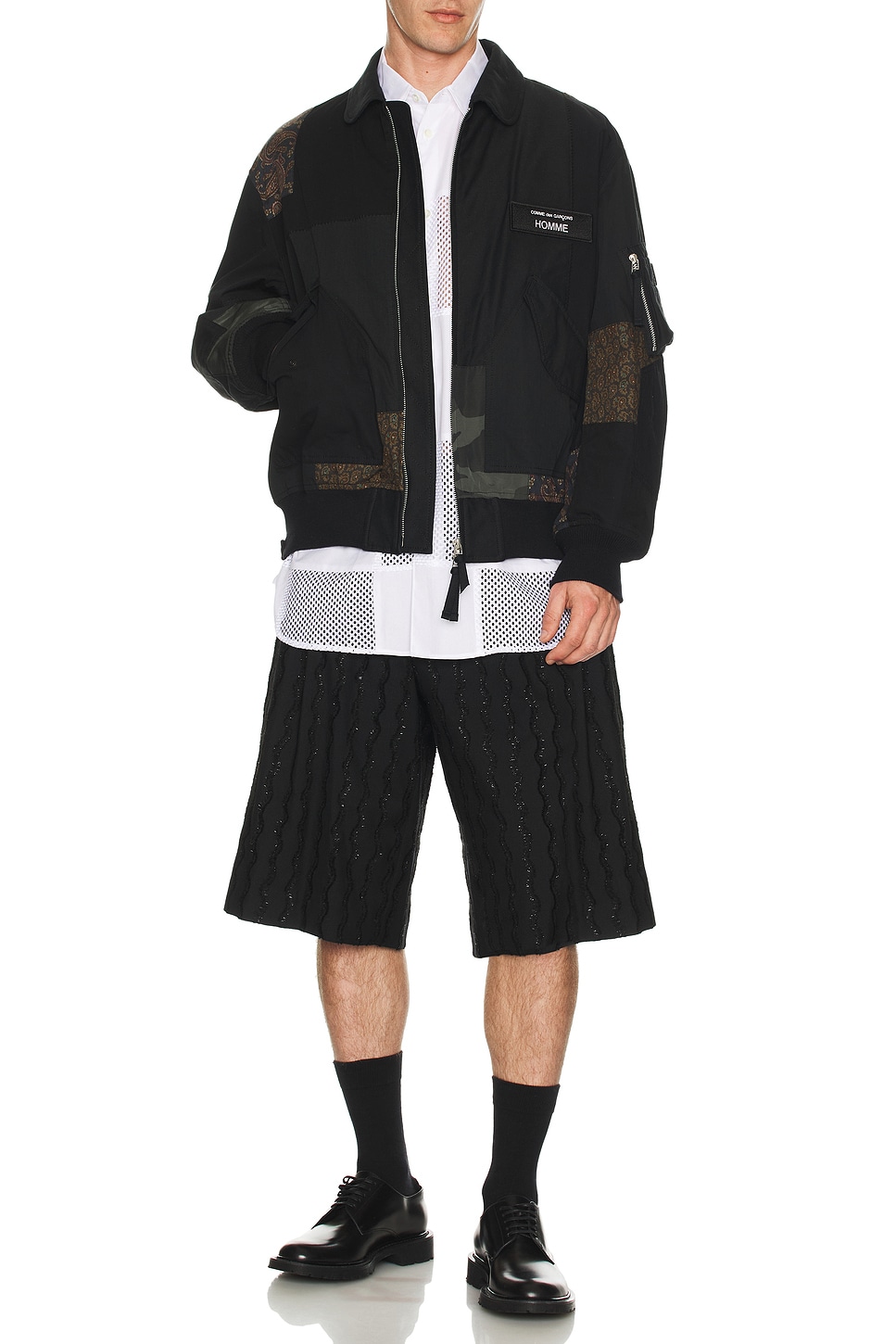 Image 1 of COMME des GARCONS HOMME Satin And Multi Fabrics Jacket in Black & Mix