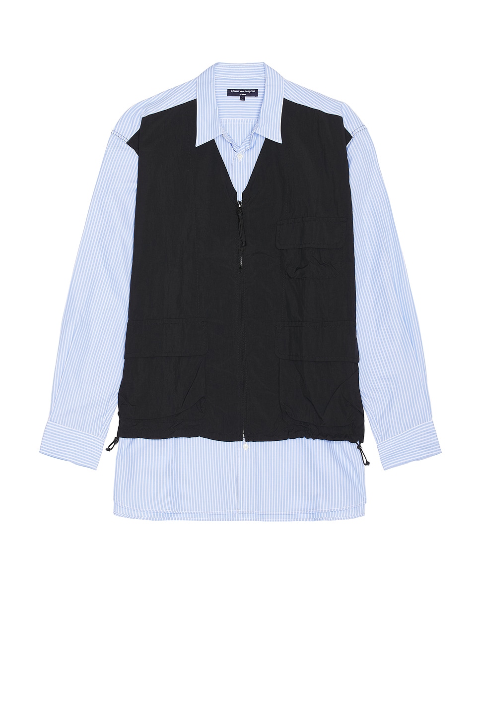 Shop Comme Des Garçons Homme Deux Stripe Tussah Shirt In Sax  White & Black