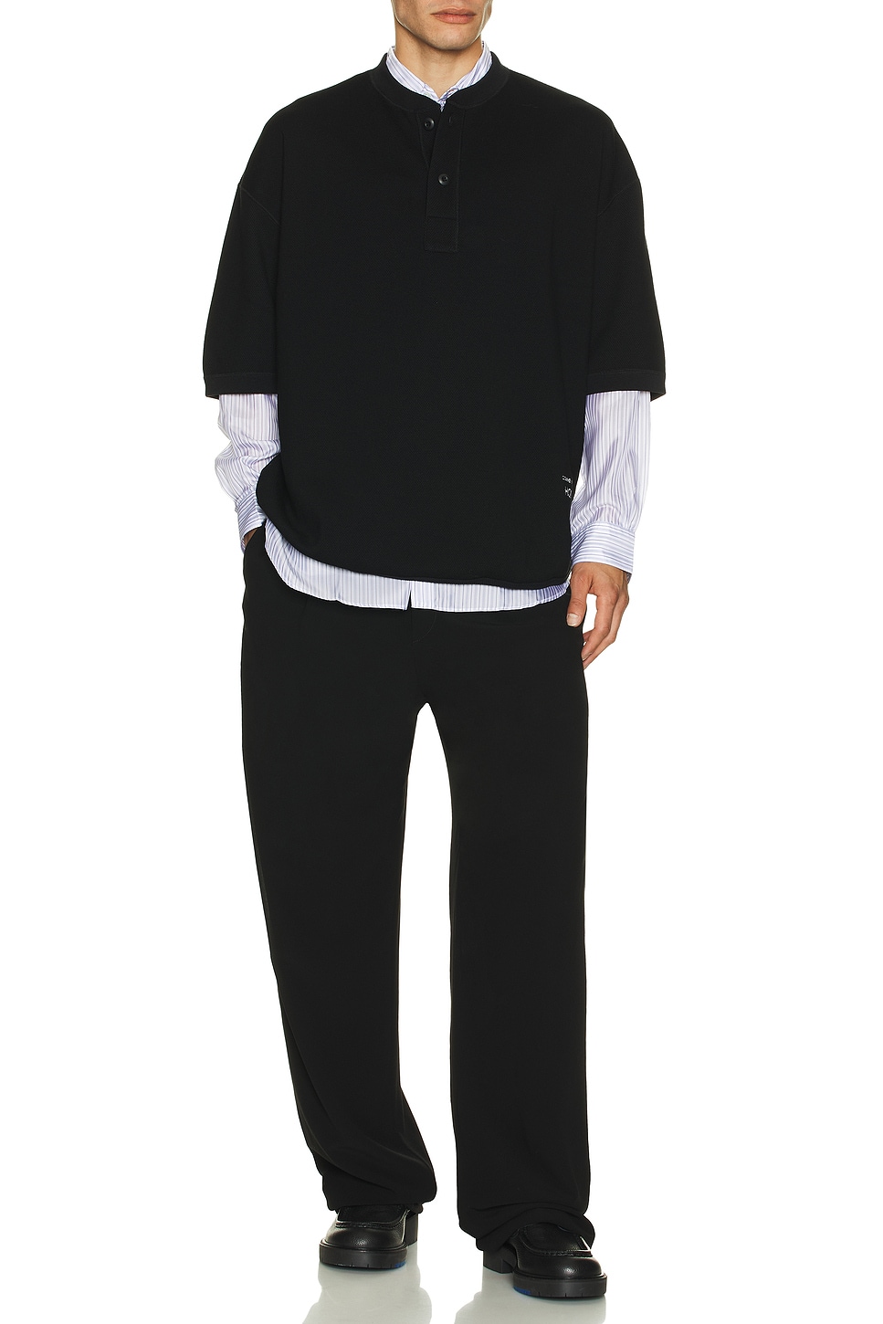 Image 1 of COMME des GARCONS HOMME Waffle Tee in Black