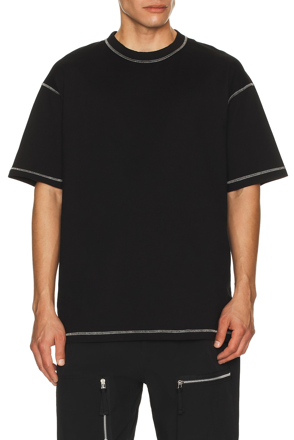 Image 1 of COMME des GARCONS HOMME Contrast Stitch Tee in Black