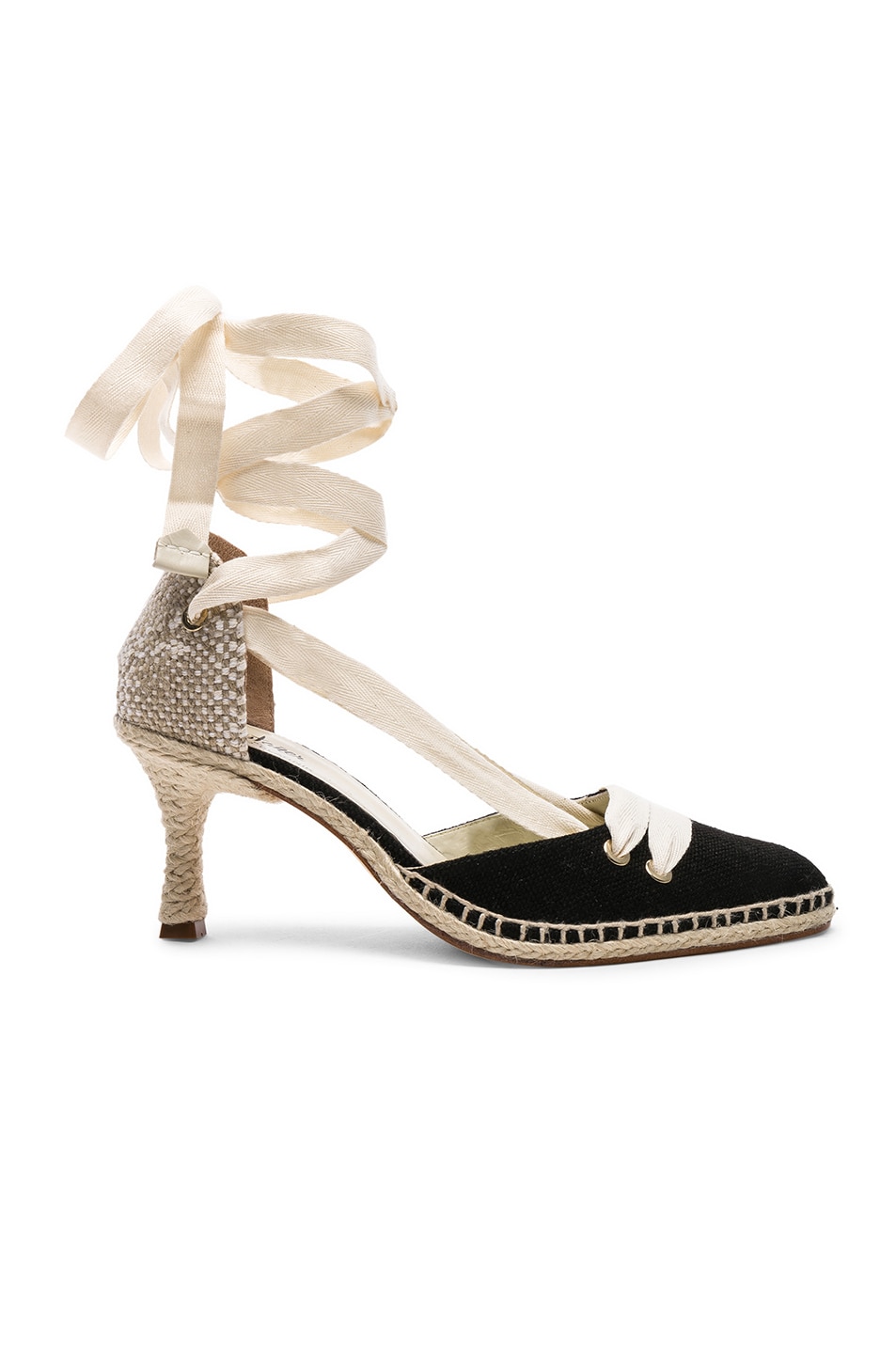 Image 1 of Castaner x Manolo Blahnik Canvas By Day Espadrille Heels in White on Black
