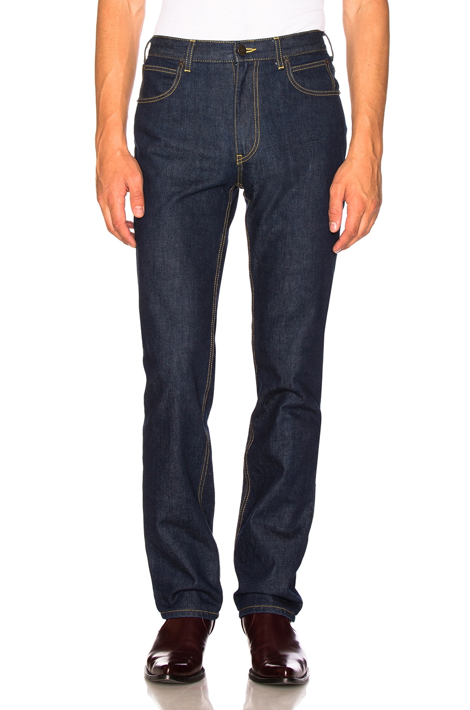 Image 1 of CALVIN KLEIN 205W39NYC High Rise Straight Leg Jeans in Blue