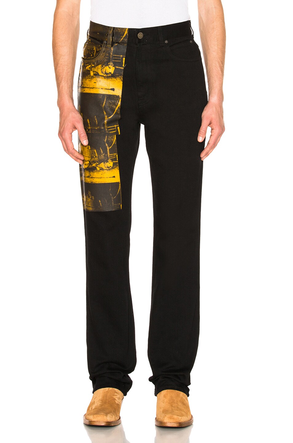 Image 1 of CALVIN KLEIN 205W39NYC High Rise Straight Pant in Black Golden Rod