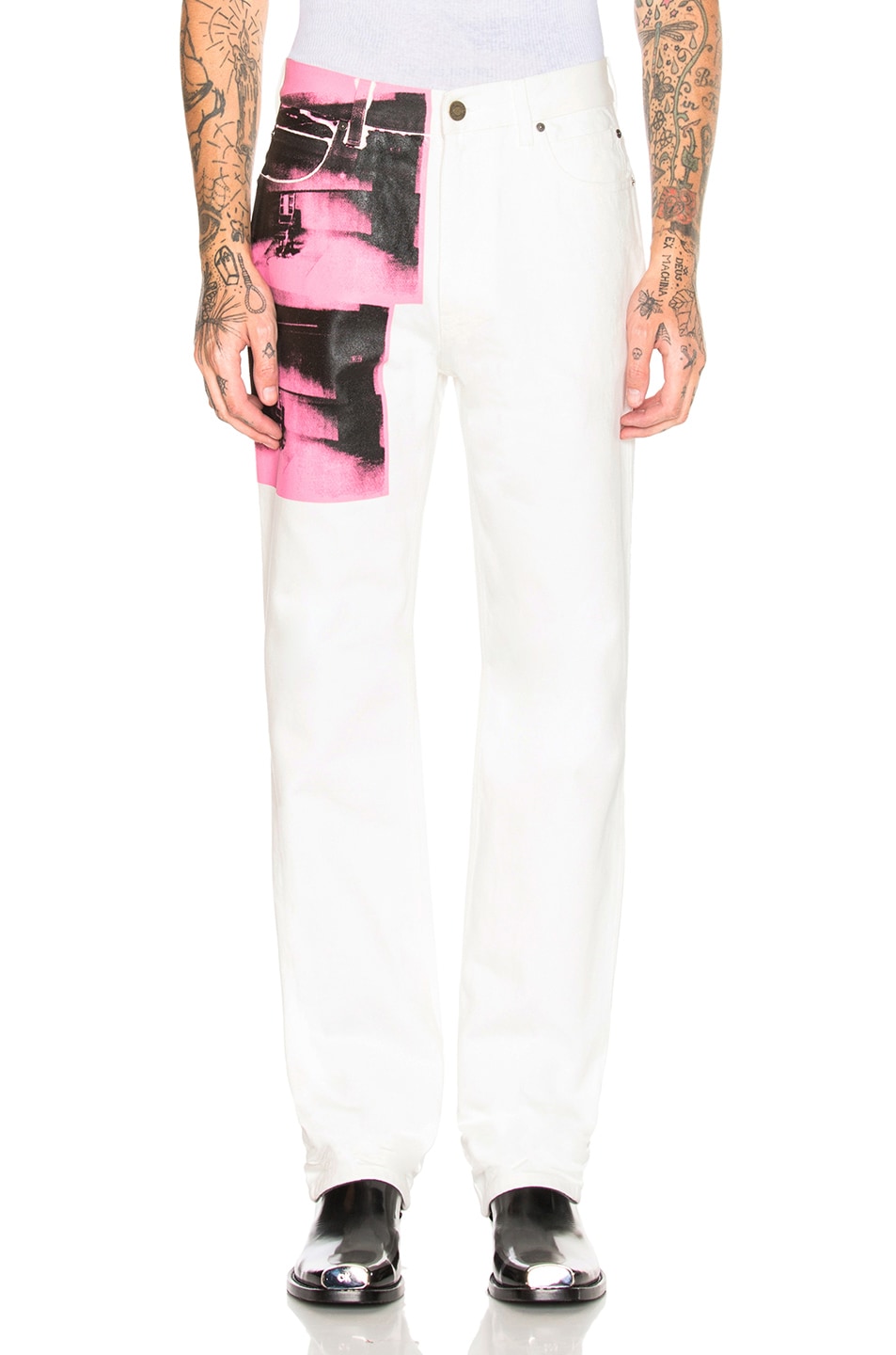 Image 1 of CALVIN KLEIN 205W39NYC High Rise Straight Pant in White Rosebloom