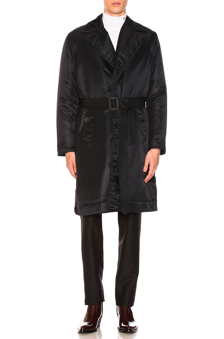 Image 1 of CALVIN KLEIN 205W39NYC Belted Nylon Satin Jacket in Black