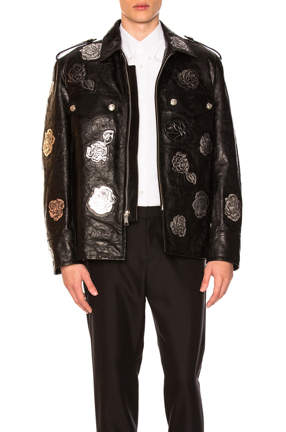 Image 1 of CALVIN KLEIN 205W39NYC Embossed Leather Jacket in Black