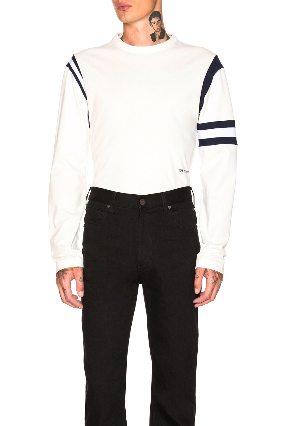 Image 1 of CALVIN KLEIN 205W39NYC Banded Sleeve Sweatshirt in White