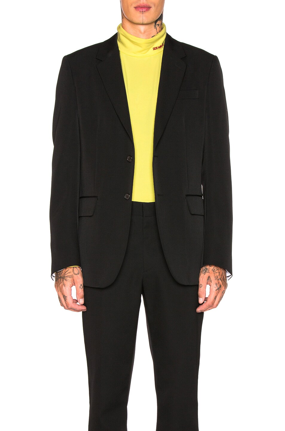 Image 1 of CALVIN KLEIN 205W39NYC Wool Gabardine Two Button Jacket in Black