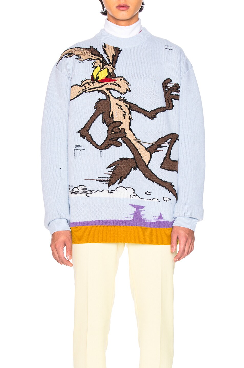 Image 1 of CALVIN KLEIN 205W39NYC Coyote Crew Neck Sweater in Cerulean & Multicolor