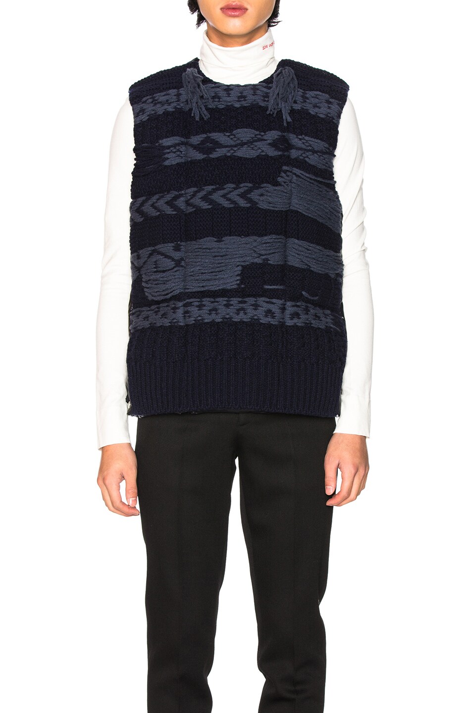 Image 1 of CALVIN KLEIN 205W39NYC Knitted Body Warmer in Black & Navy & Ardoise
