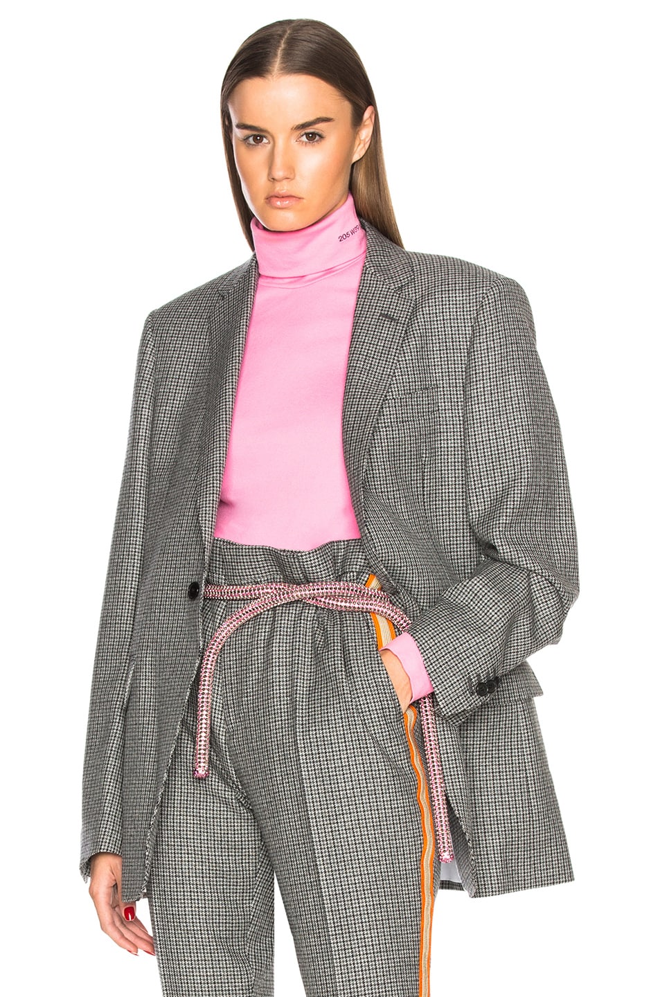 Image 1 of CALVIN KLEIN 205W39NYC Fancy Wool Check Single Breasted Jacket in Grey