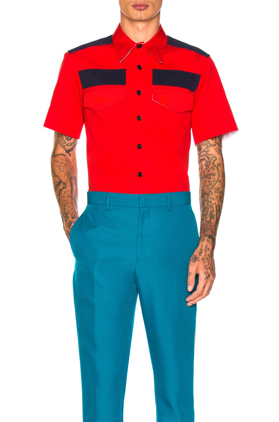 Image 1 of CALVIN KLEIN 205W39NYC Short Sleeve Shirt in Red