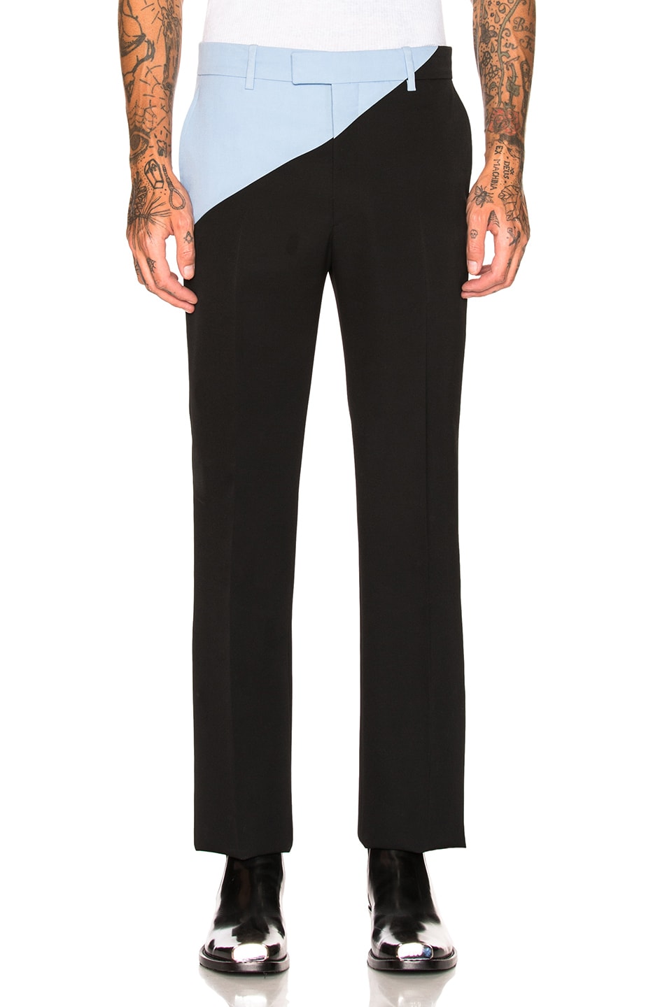 Image 1 of CALVIN KLEIN 205W39NYC Asymmetric Trousers in Black & Shadow Blue