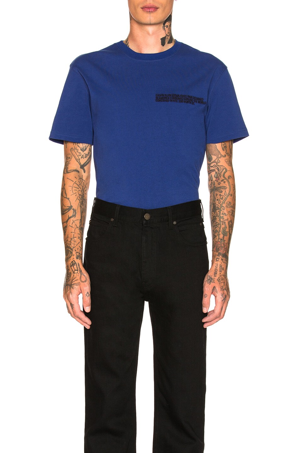 Image 1 of CALVIN KLEIN 205W39NYC Embroidered Tee in Royal Blue