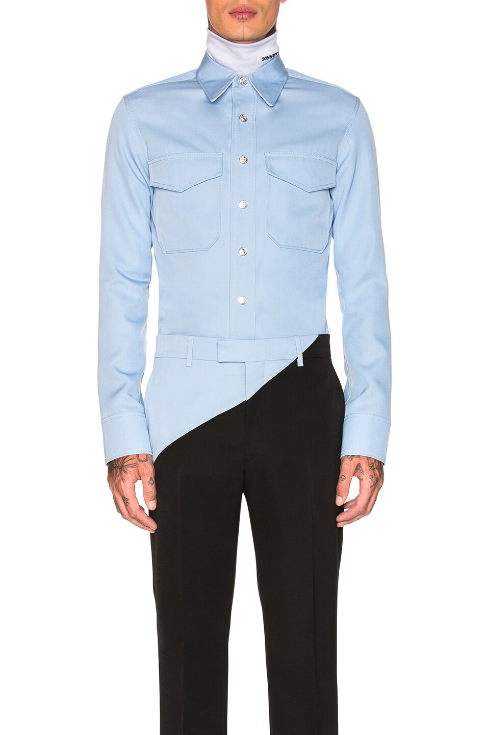 Image 1 of CALVIN KLEIN 205W39NYC Button Down Shirt in Shadow Blue