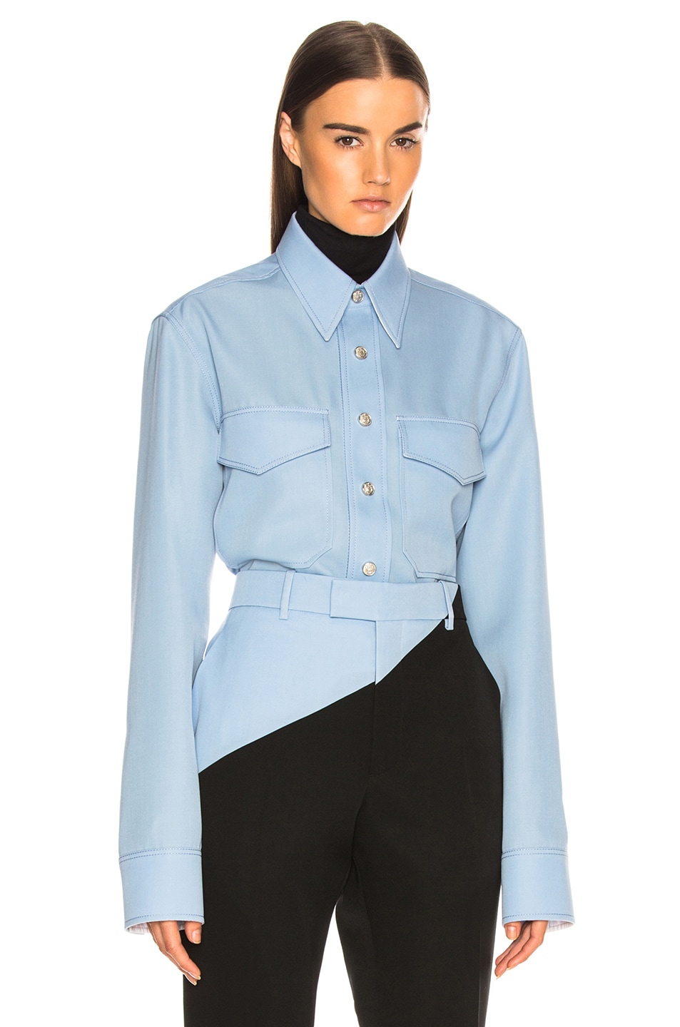 Image 1 of CALVIN KLEIN 205W39NYC Button Down Shirt in Shadow Blue