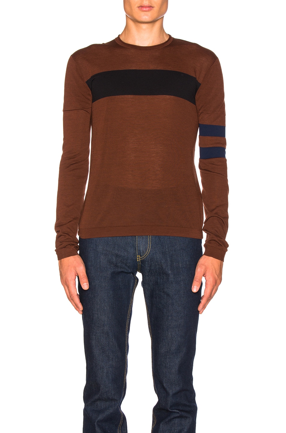 Image 1 of CALVIN KLEIN 205W39NYC Stocking Tee in Tobacco, Black & Navy