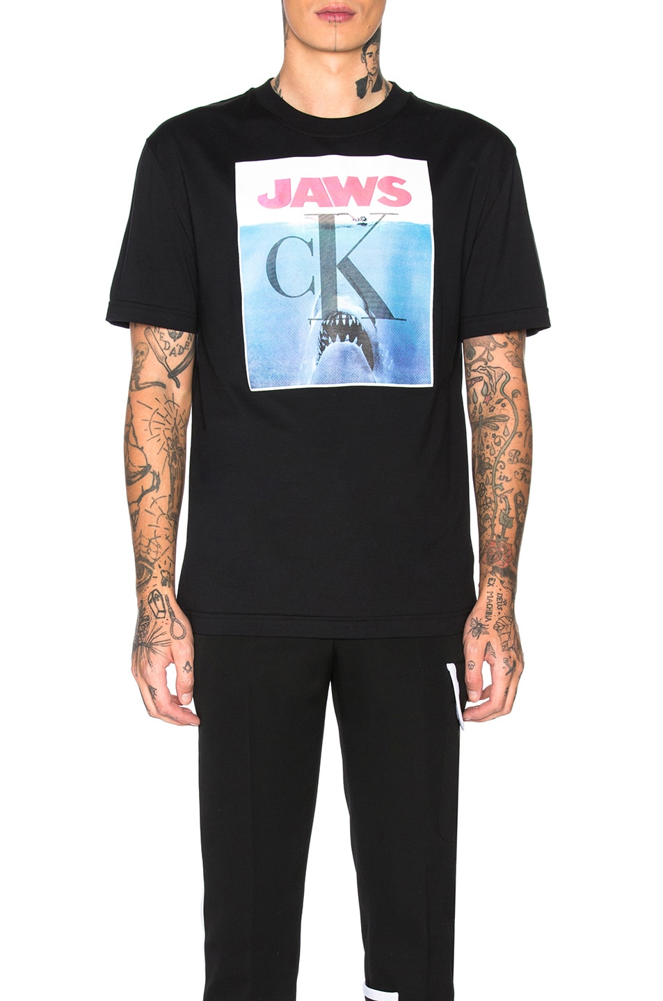 Image 1 of CALVIN KLEIN 205W39NYC Jaws 1975 Graphic Tee in Black