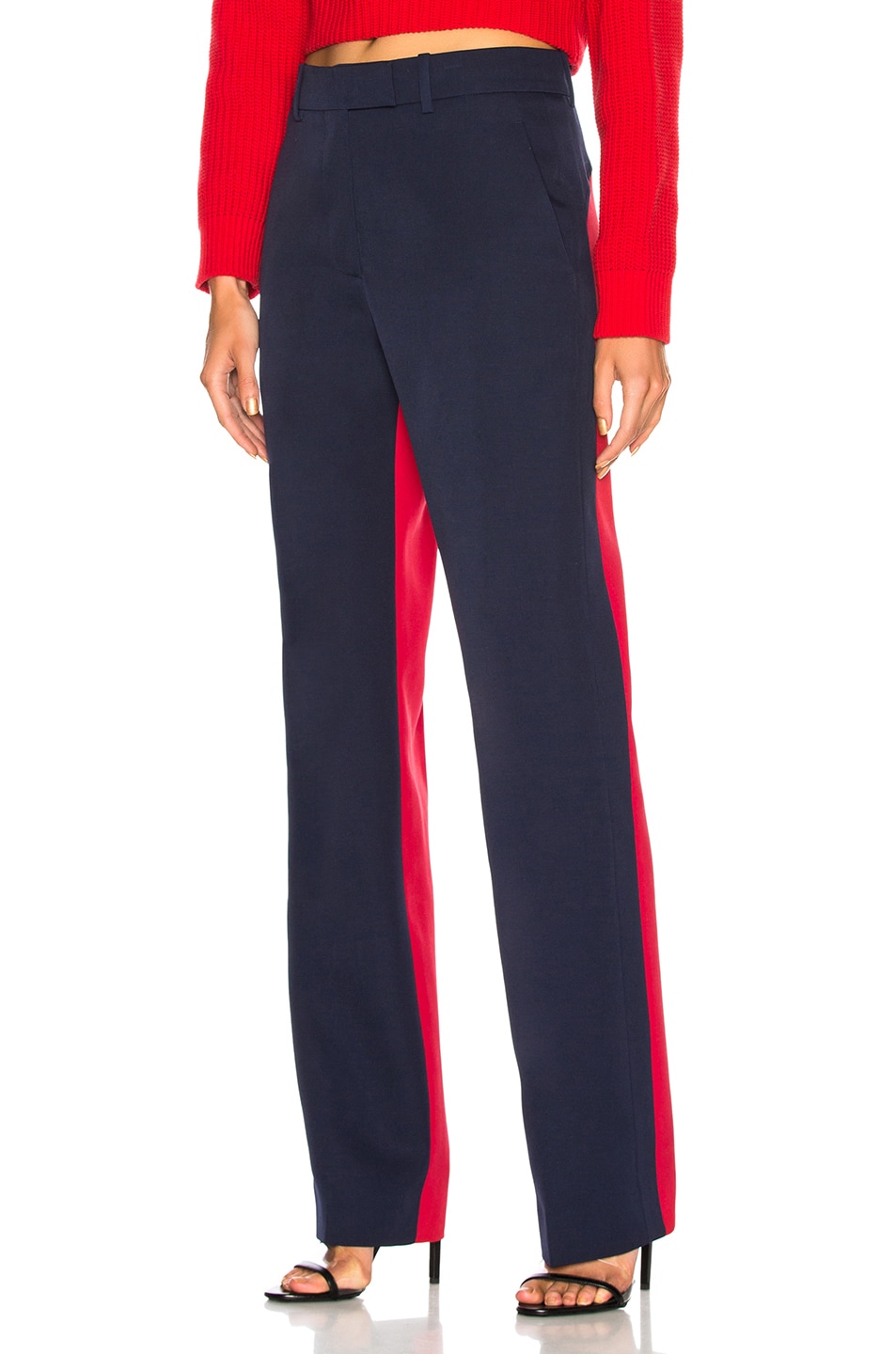 Image 1 of CALVIN KLEIN 205W39NYC Colorblocked Trousers in Navy & Scarlet