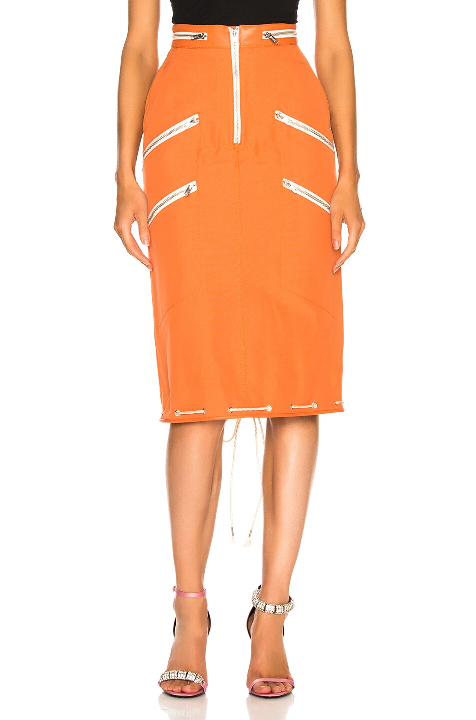 Image 1 of CALVIN KLEIN 205W39NYC Zip Detail Skirt in Bright Rust