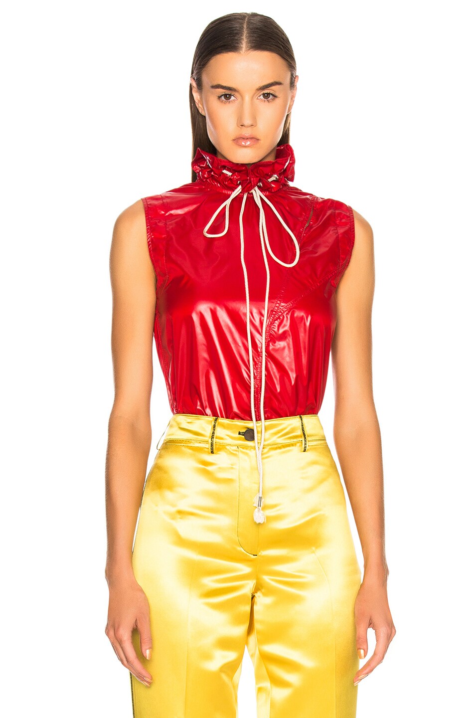 Image 1 of CALVIN KLEIN 205W39NYC Drawstring Neck Top in Bright Scarlet