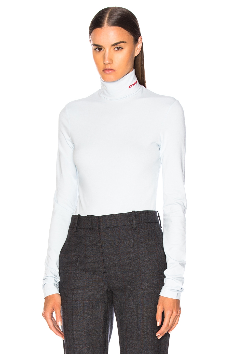 Image 1 of CALVIN KLEIN 205W39NYC Stretch Cotton Jersey Turtleneck in Light Blue