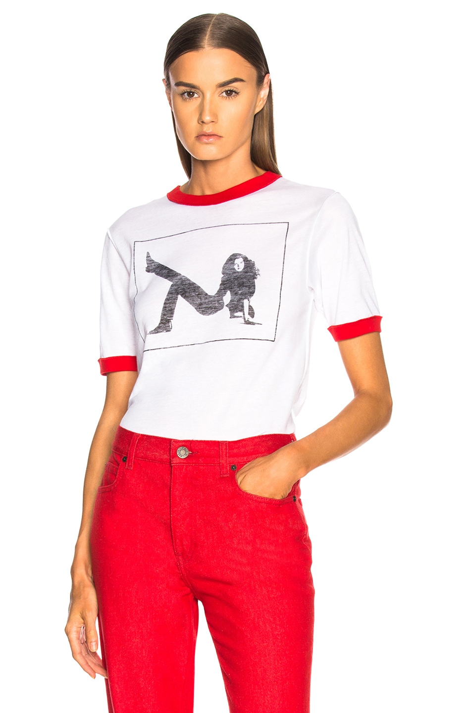 Image 1 of CALVIN KLEIN 205W39NYC Brooke Shields Graphic Tee in White & Red