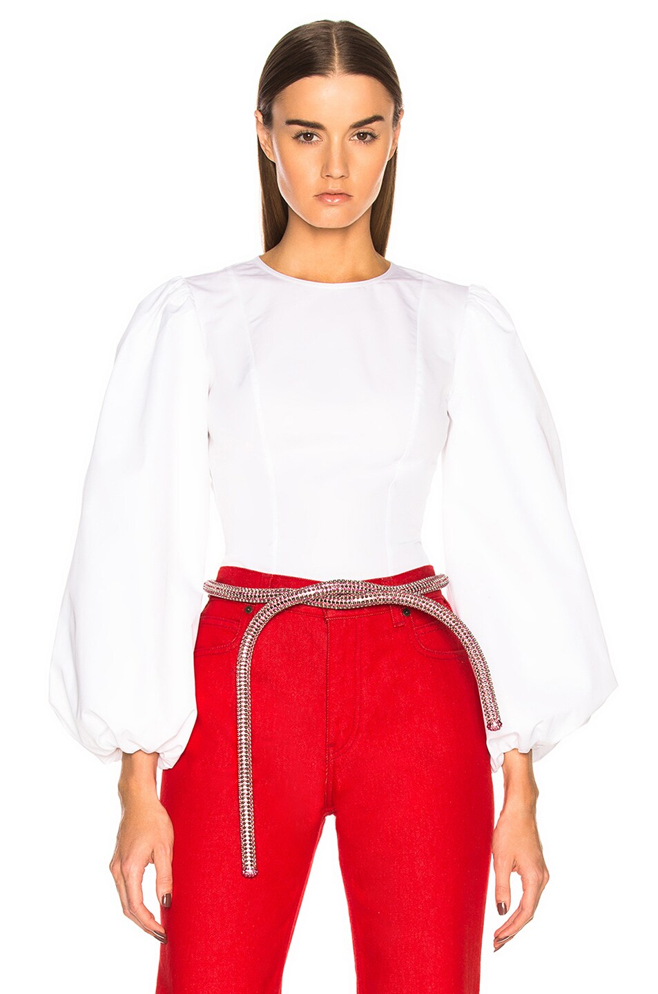 Image 1 of CALVIN KLEIN 205W39NYC High Twisted Cotton Popeline Blouse in Optic White