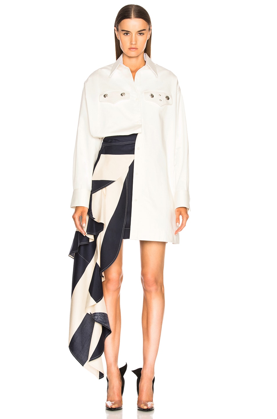 Image 1 of CALVIN KLEIN 205W39NYC Cotton Twill Oversized Shirt in Optic White